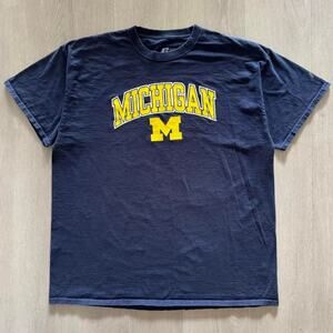 2010s Russell Michigan Wolverines NCAA T-Shirt Navy 2XL